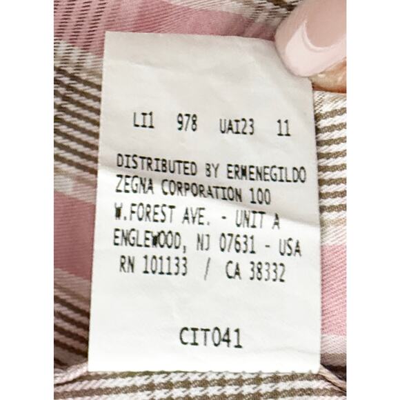 Ermenegildo Zenga Men's Long Sleeve Button Up Shirt Pink Gray White Check Print - Picture 7 of 7
